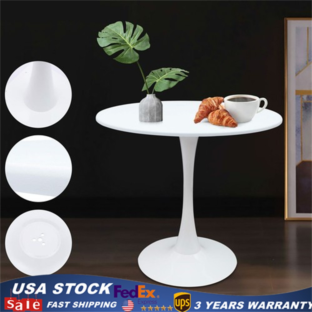 Round Tulip Pedestal Dining Table Mid-Century Modern Coffee Leisure Table White