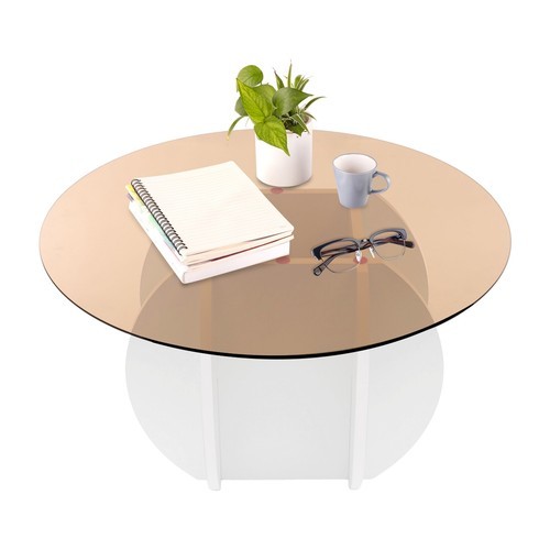 Round Coffee Table, Glass Tabletop Coffee Table, Tempered Glass Coffee Table