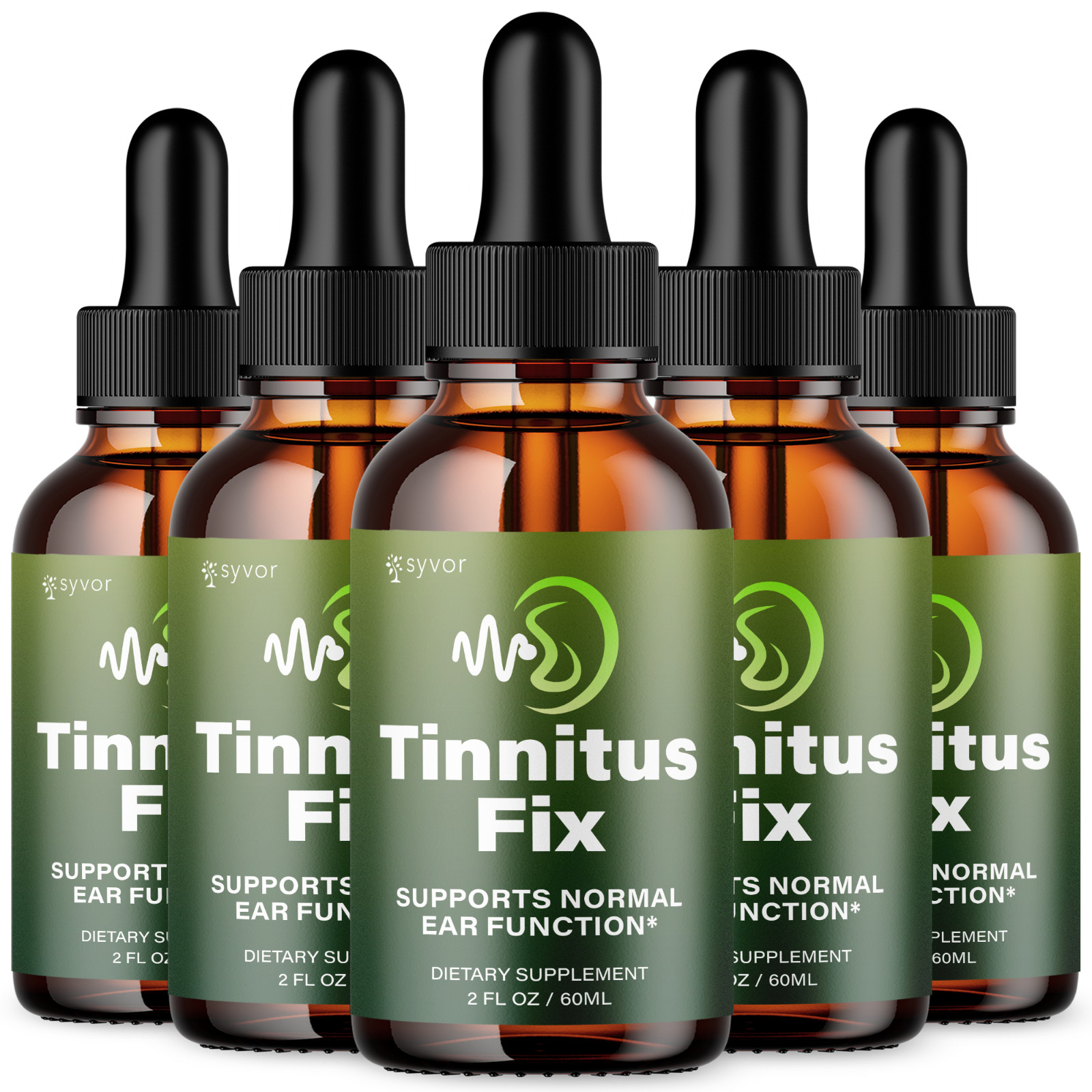 (5 Pack) Tinnitus Fix Ear Health Drops All Natural TinnitusFix Vitamin 150 Servs