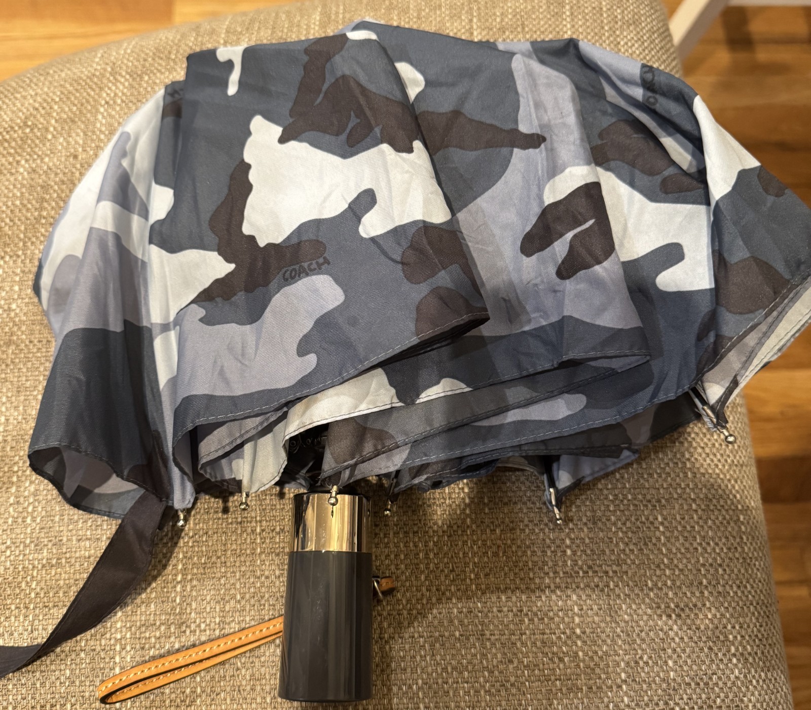Coach Blue Camouflage Compact Umbrella