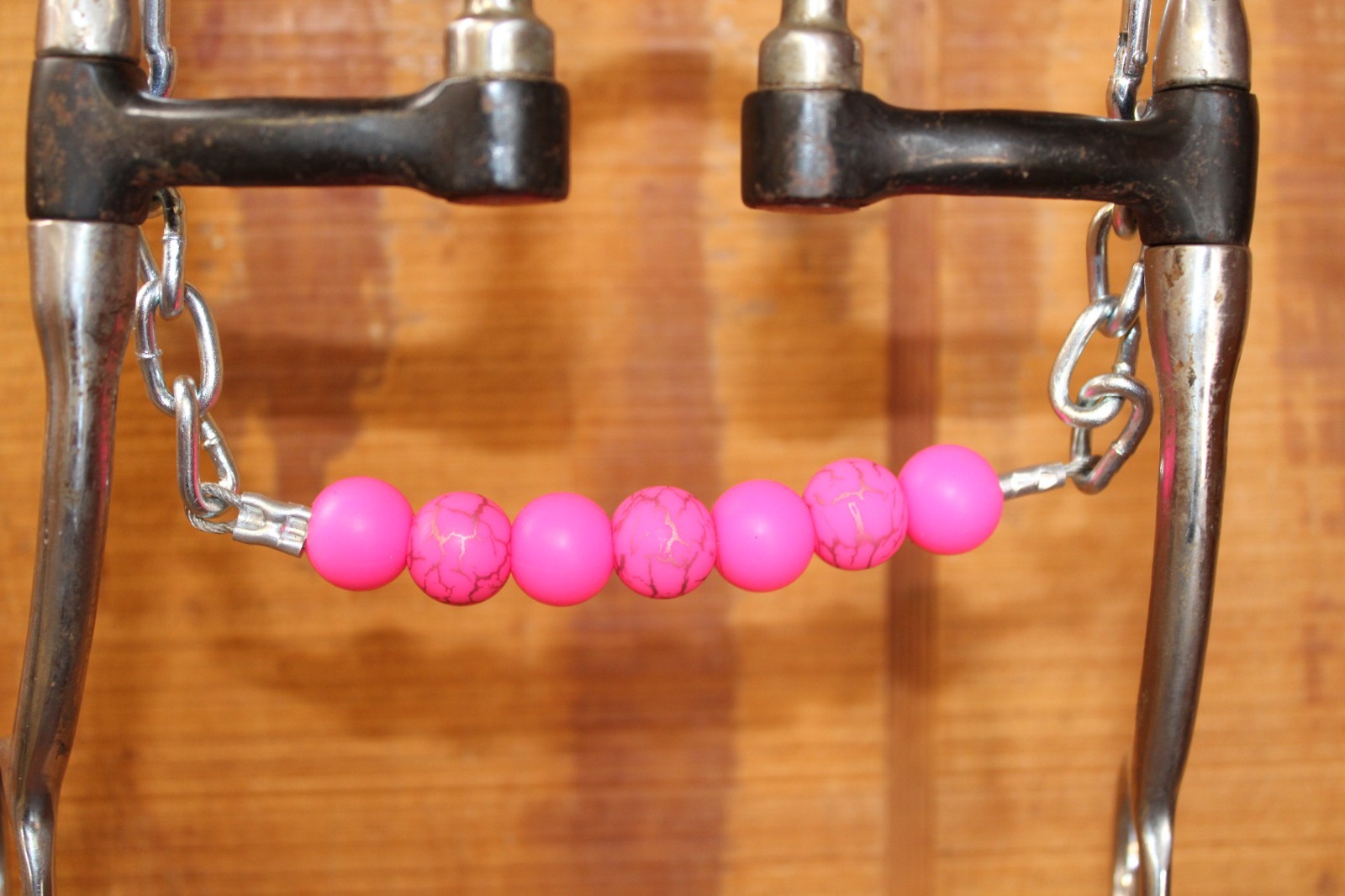 Silicone Beaded Curb Chain HOT pink Crackle