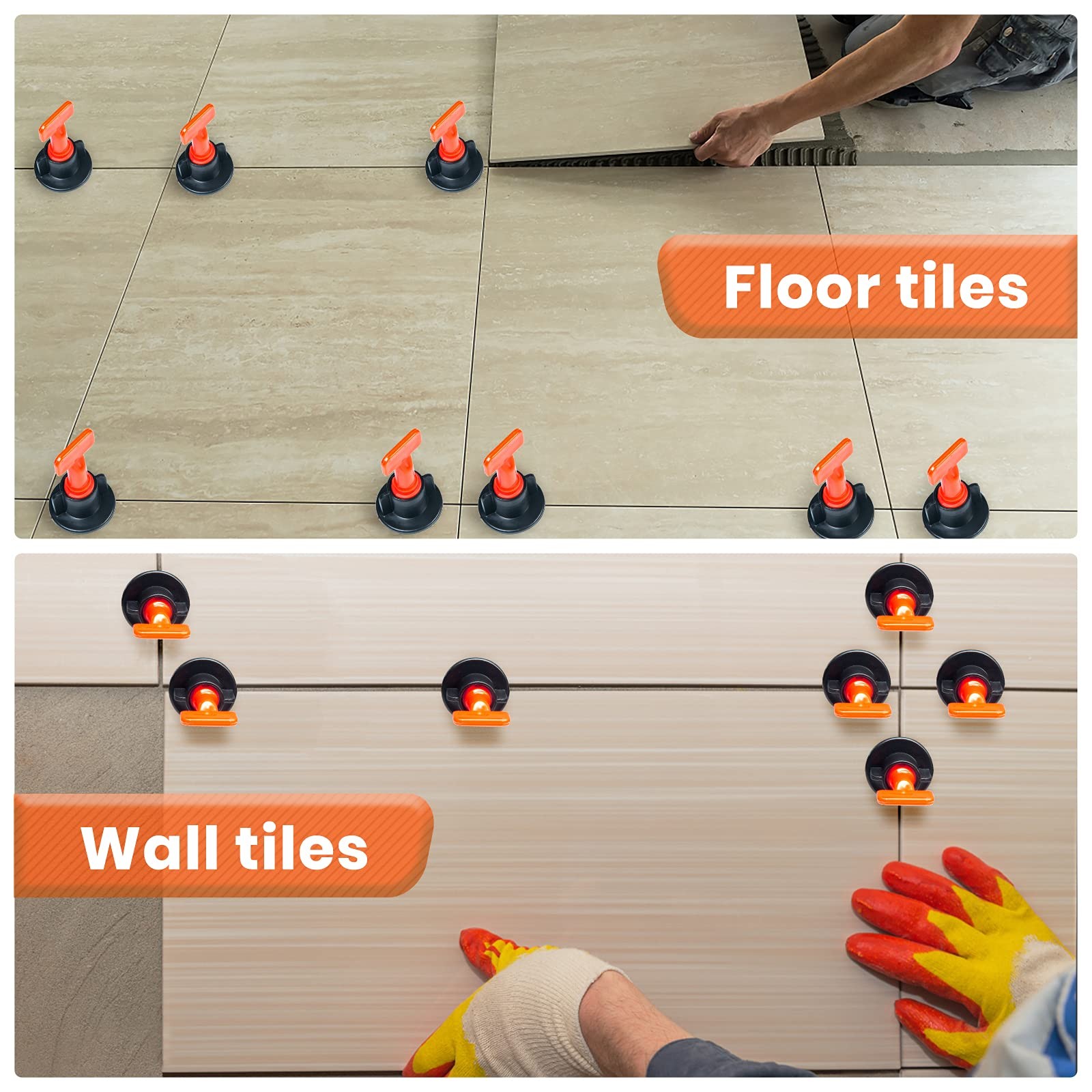 Tile Leveling System Reusable Tool Kit 200pcs Spacers 1000pcs 2mm Cross Wrenches
