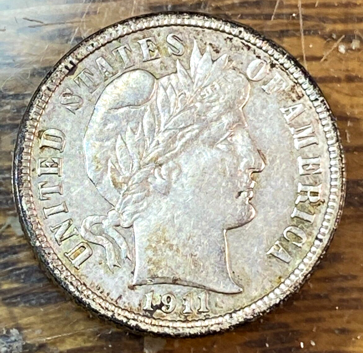 1911-D Barber Dime Nice Original AU CHRC