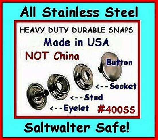 Stainless Steel Canvas Snaps  20 sets of ALL 4 parts w/ Tool Saltwater SAFE