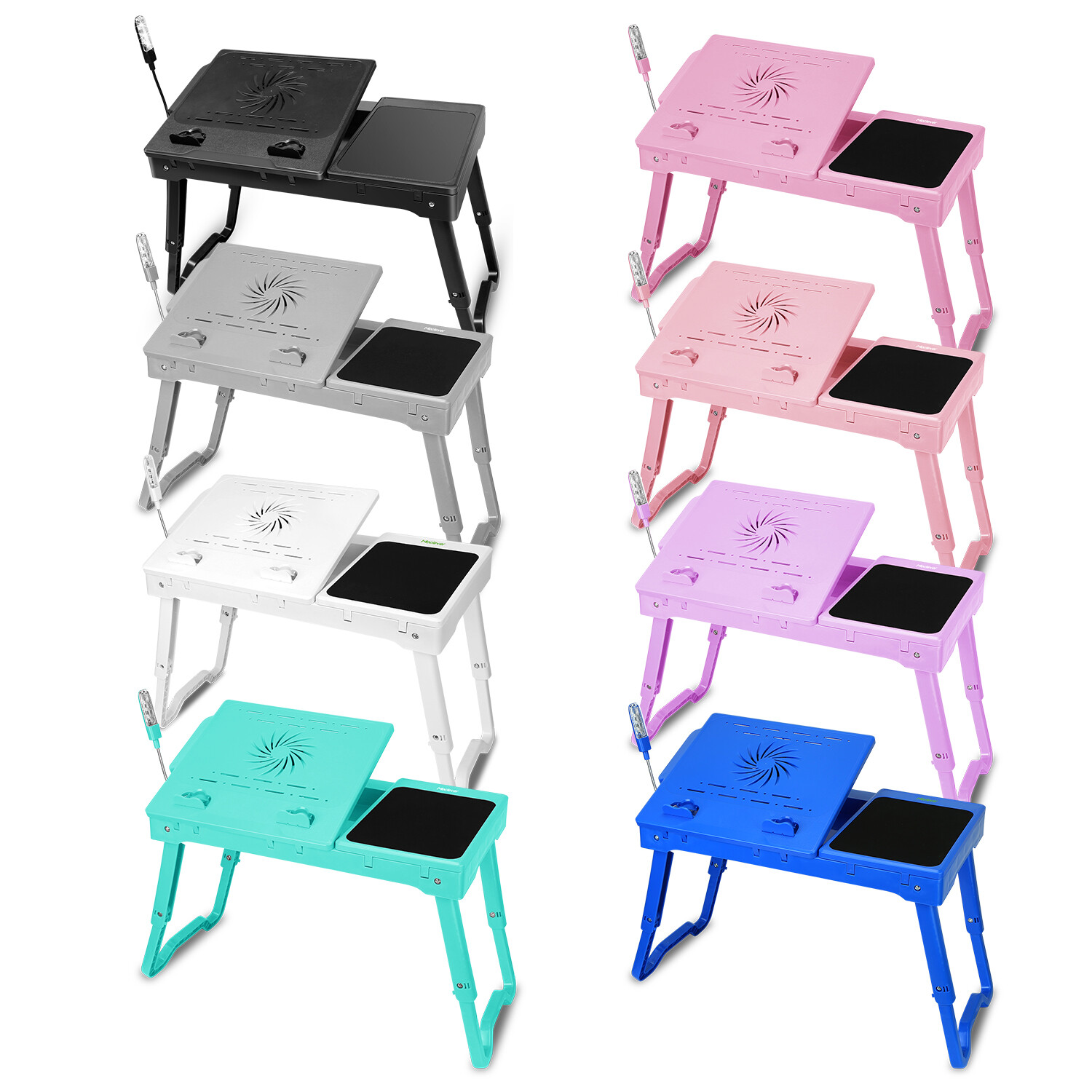 Adjustable Foldable Laptop Notebook Desk Table Stand Bed Tray w/Cooling Fan