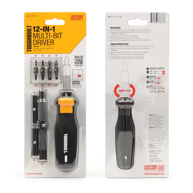 TOUGHBUILT Multi-Bit 8 -Piece 2-1/2-in Multi-Bit Replaced Screwdriver Set