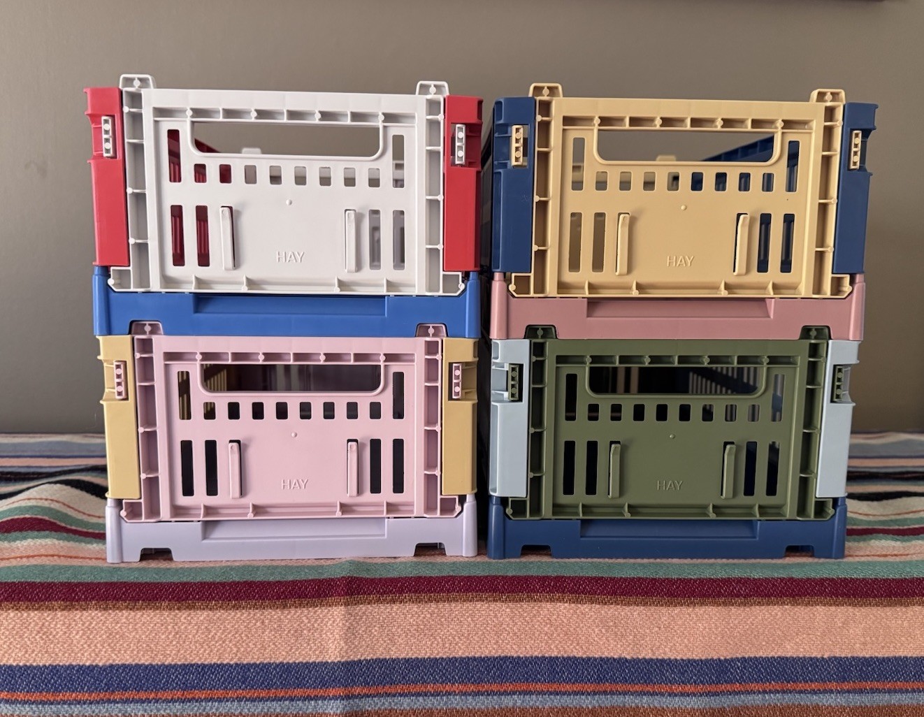 HAY Colour Crate, Multicolor Collapsible Stacking Storage Set Of 4 Sold Out!