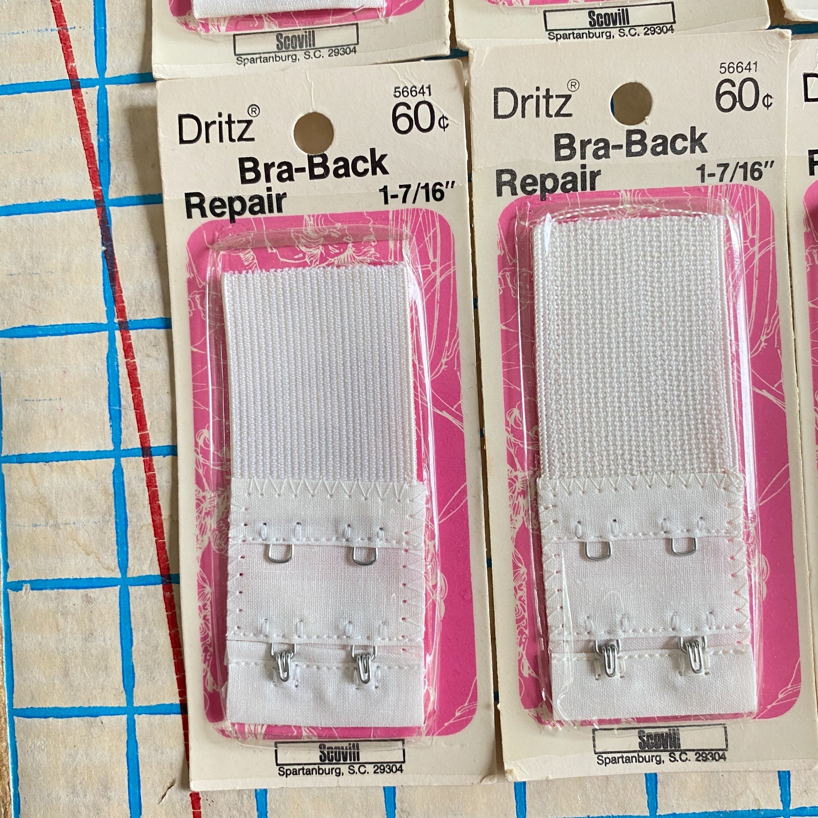 Lot Six Vintage Bra Backs New Old Stock Dritz