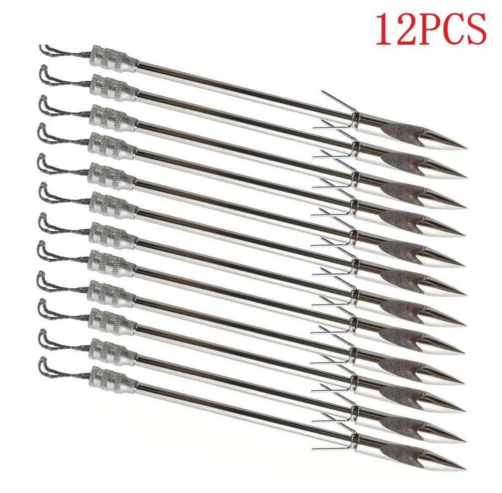 12PC Steel Hunting Tool Fishing Slingshot Shooting Catapult Arrows Darts Ammo