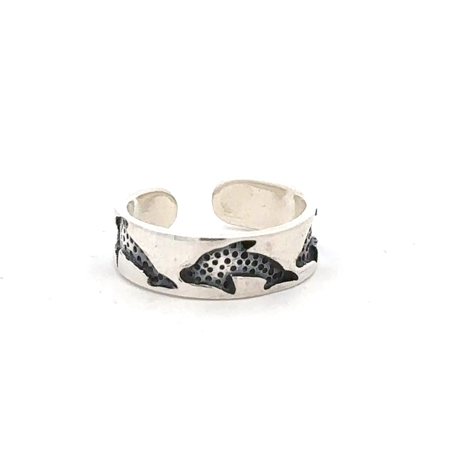 Sterling Silver Dolphin Toe Ring Adjustable Size