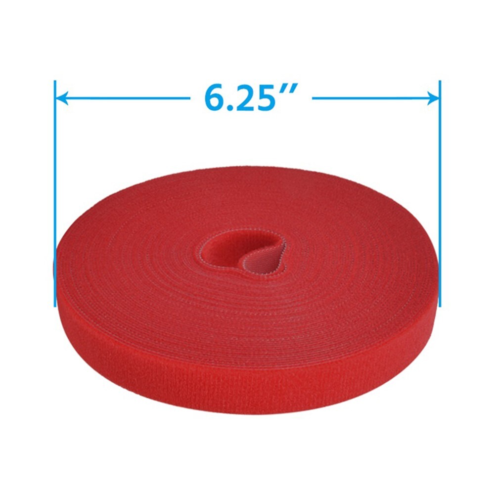 50FT Roll Reusable Hook Loop Self Attaching Cable Tie Fastening Tape Red