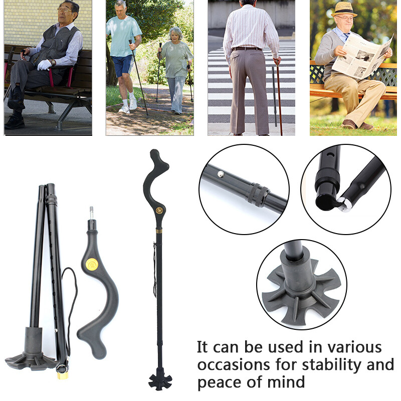 10 Levels Adjustable Collapsible Posture Correcting Cane Foldable Walking Cane