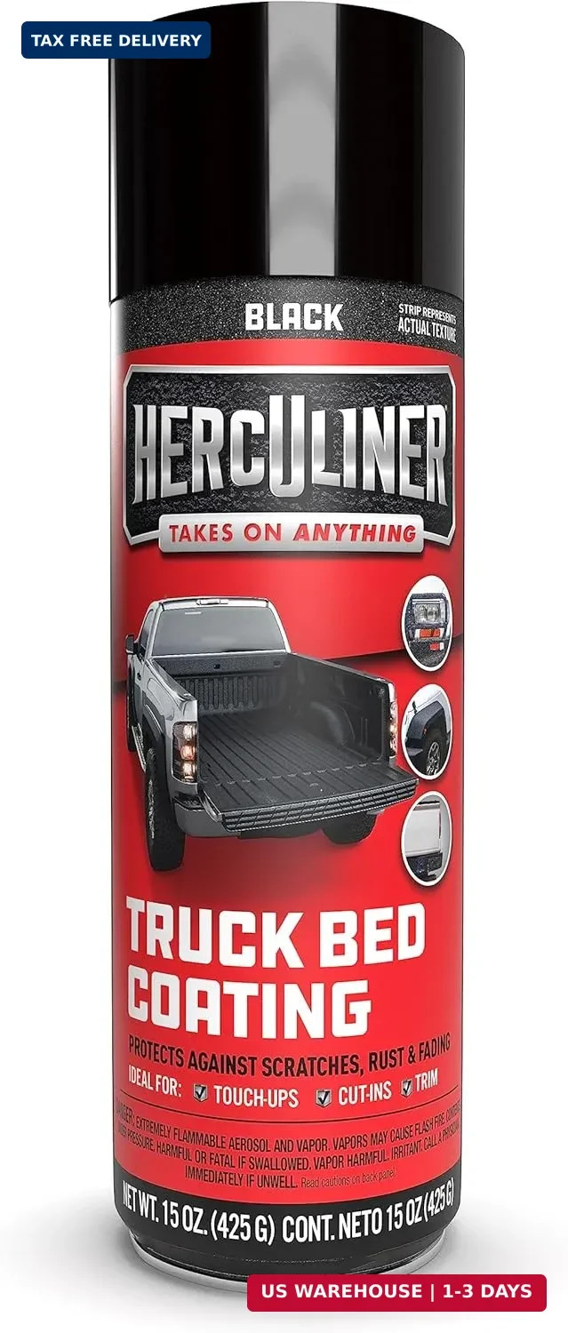 Herculiner Aerosol Spray Truck Bed Liner, 15 Ounce 1 Count (Pack of 1), Black