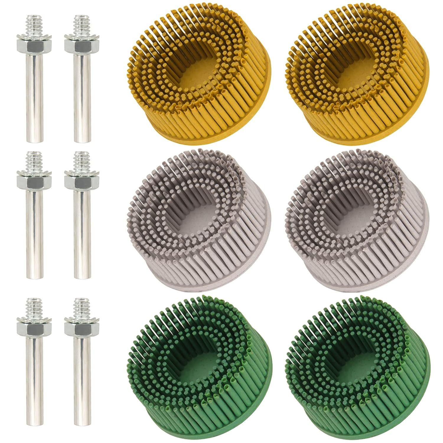 2 Inch Bristle Disc,6 Pieces Bristle Disc Grade - 120# 80# 50# Grit Abrasive Coa