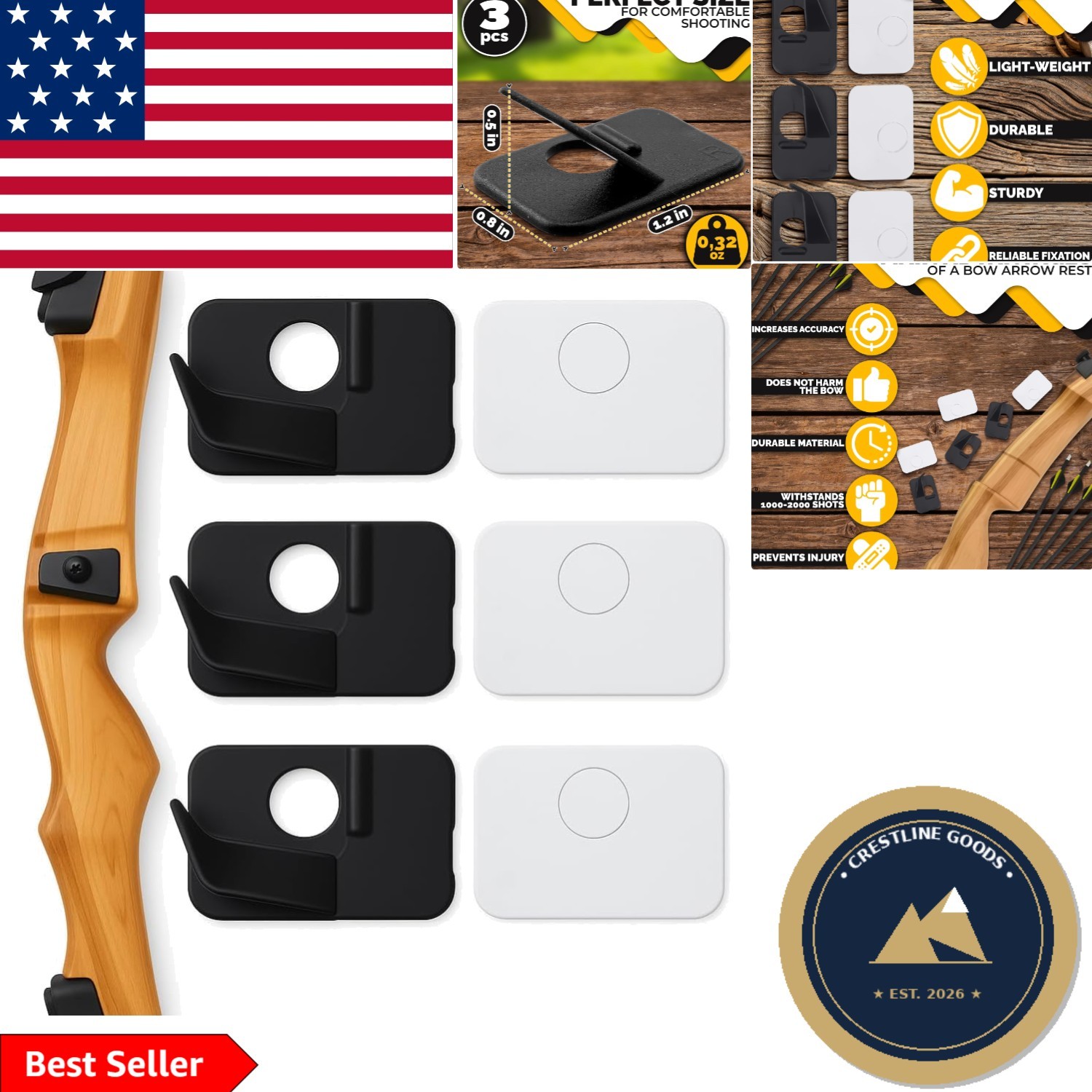Enhanced Accuracy Arrow Rest - 6 Pcs Right Hand for Quick Installation