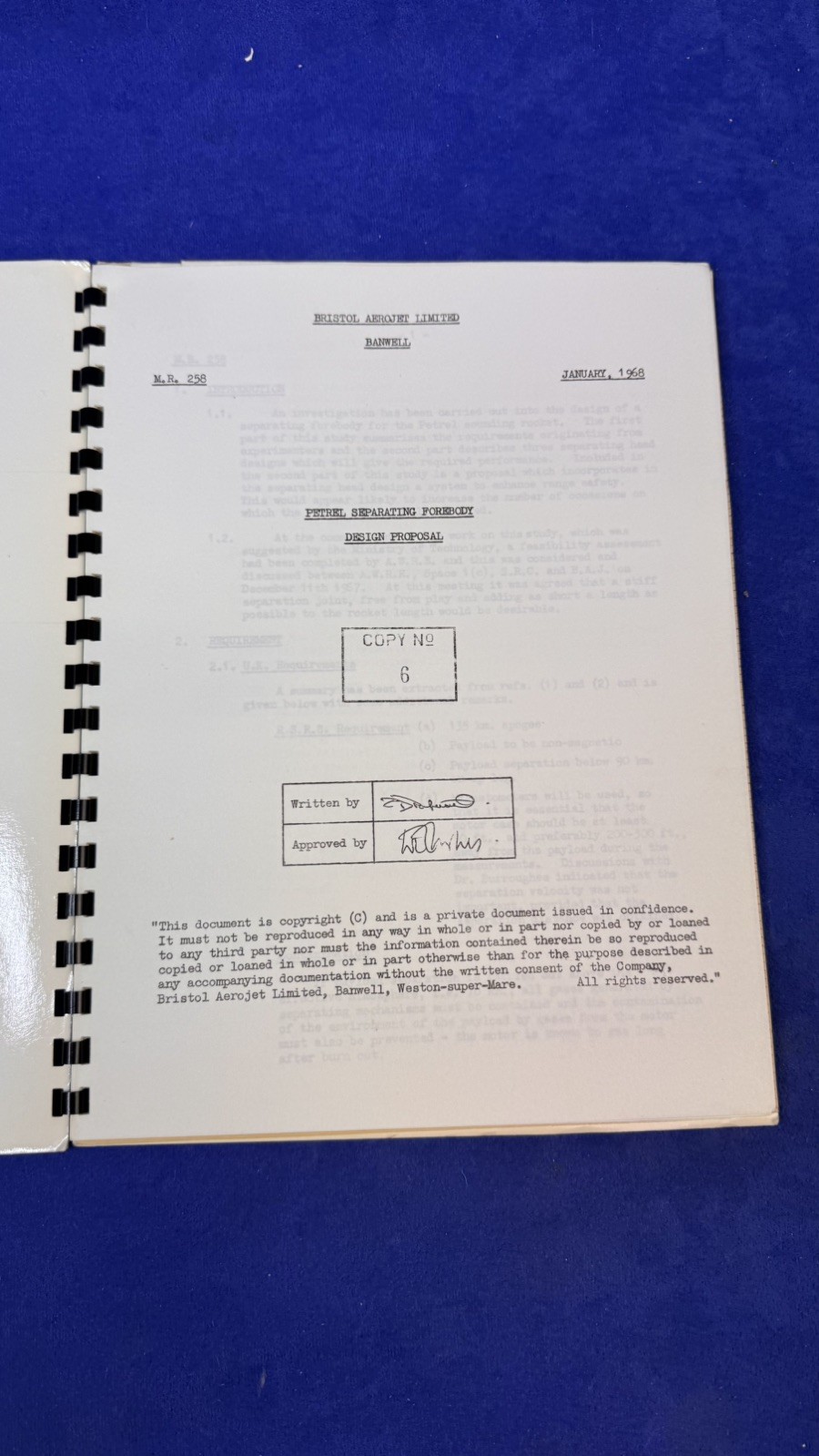 Petrel Separating Forebody Design Proposal Bristol Aerojet 1968