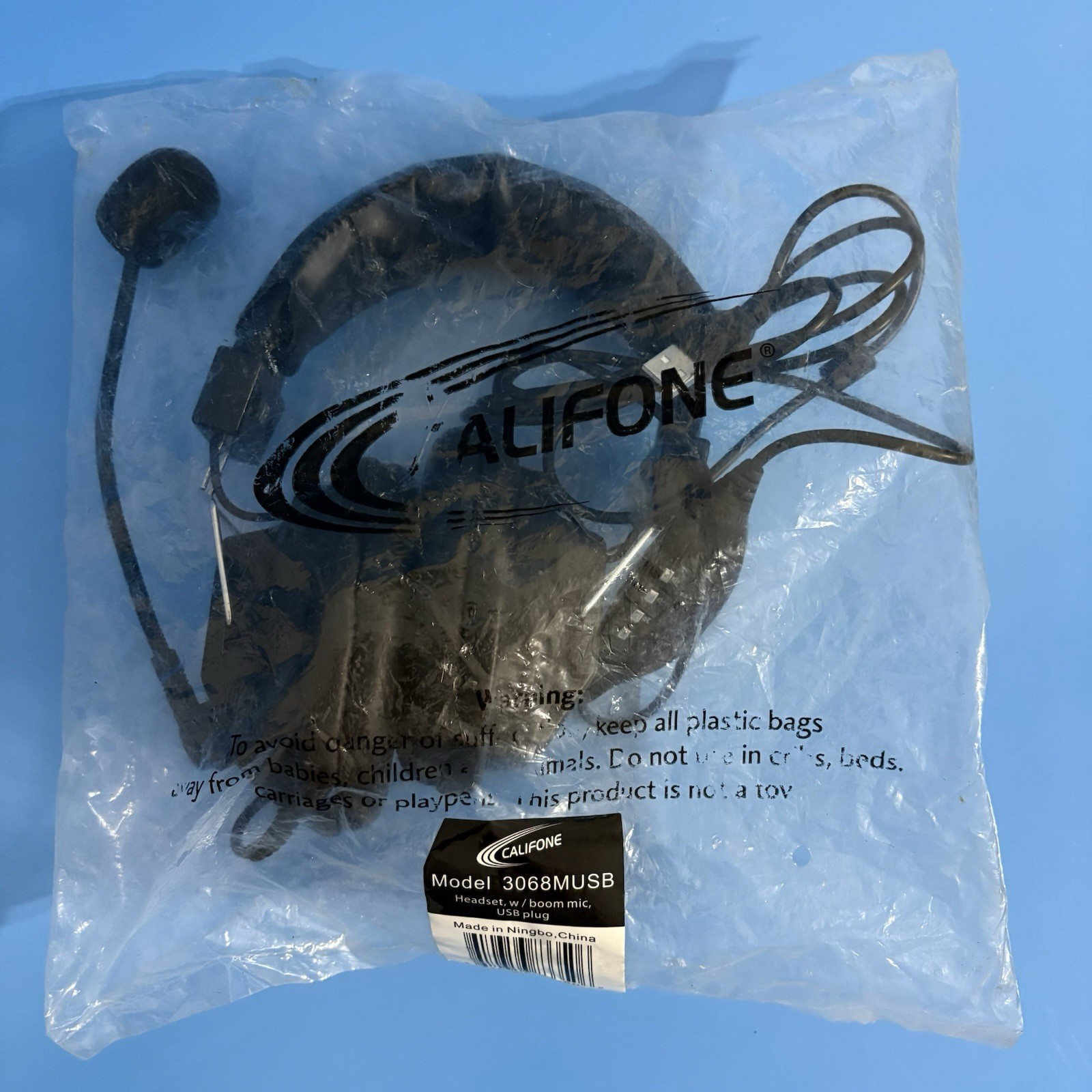 Califone 3068MUSB Stereo Headset w/ Microphone-Volume, USB Plug, Black, NEW