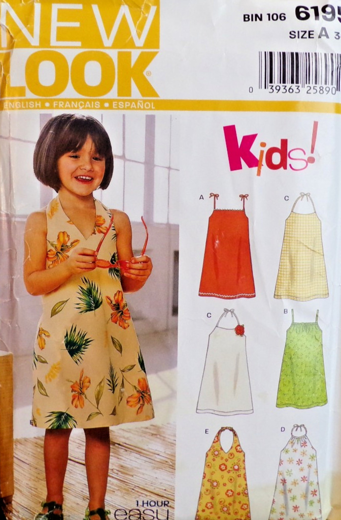 New Look Sewing Pattern 6195 Toddler Girls Summer Dress Sundress Sizes 3-8 UNCUT