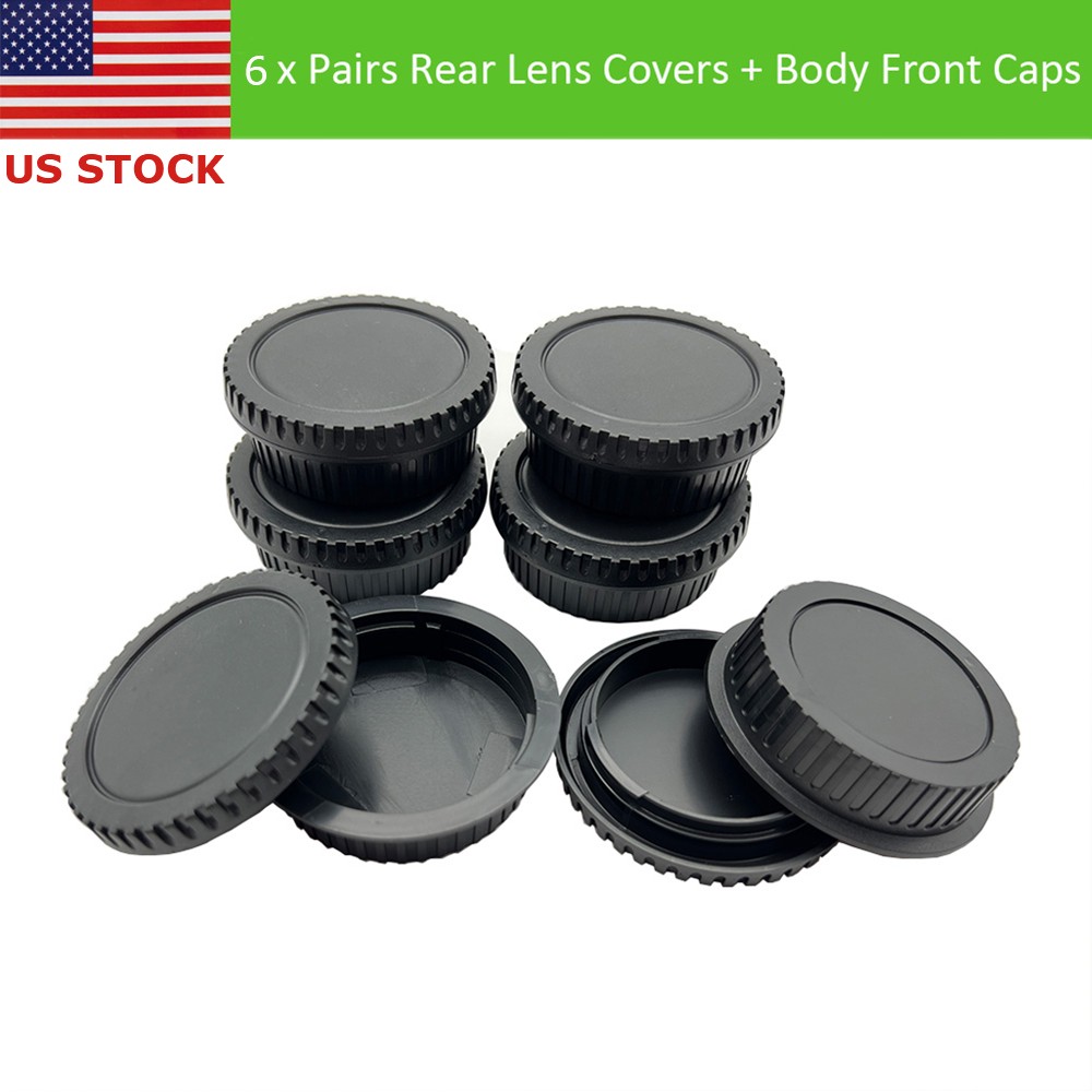 6 x Pairs Rear Lens Cover + Camera Body Front Cap for Canon EOS EF DSLR SLR Lens