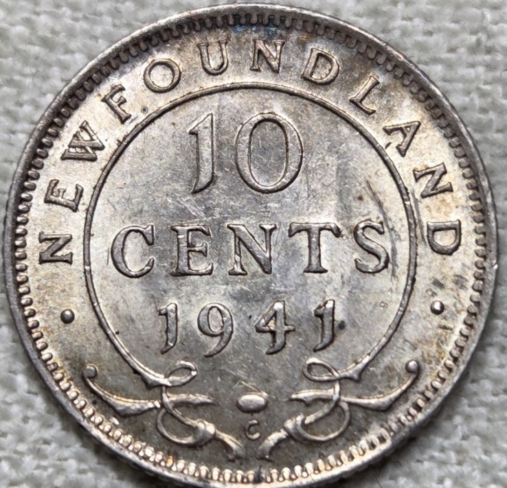1941-C Newfoundland 10 Cents BU.  Free Shipping.