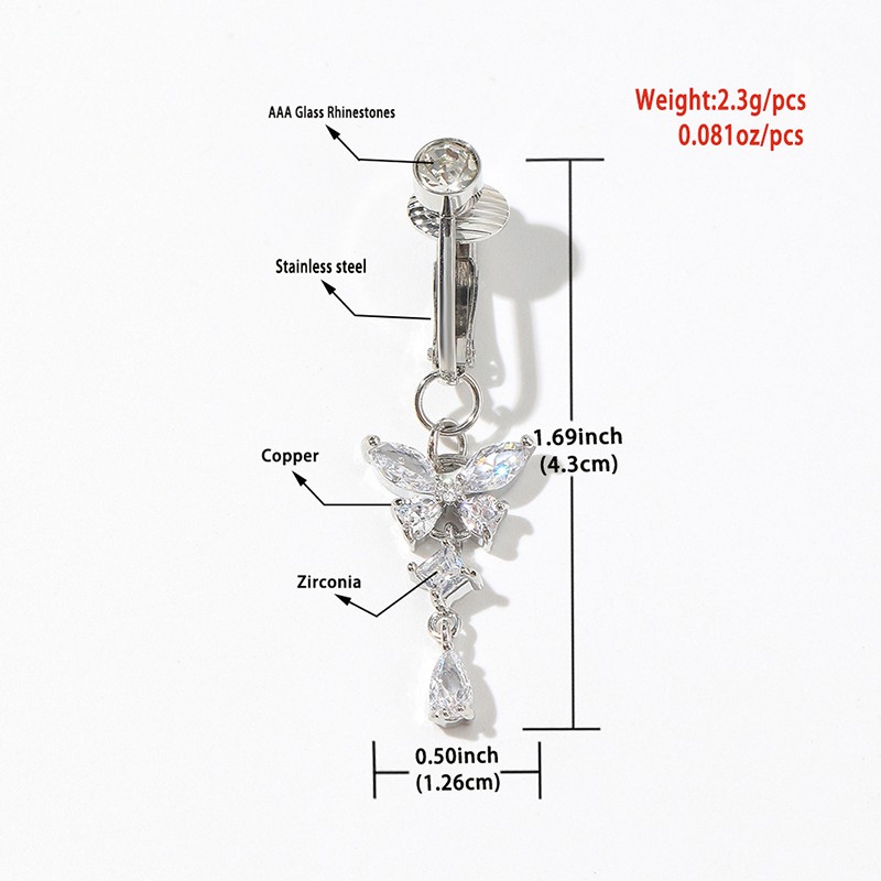Faux Fake Belly Butterfly Fake Belly Piercing Butterfly Clip On Umbilical Navel