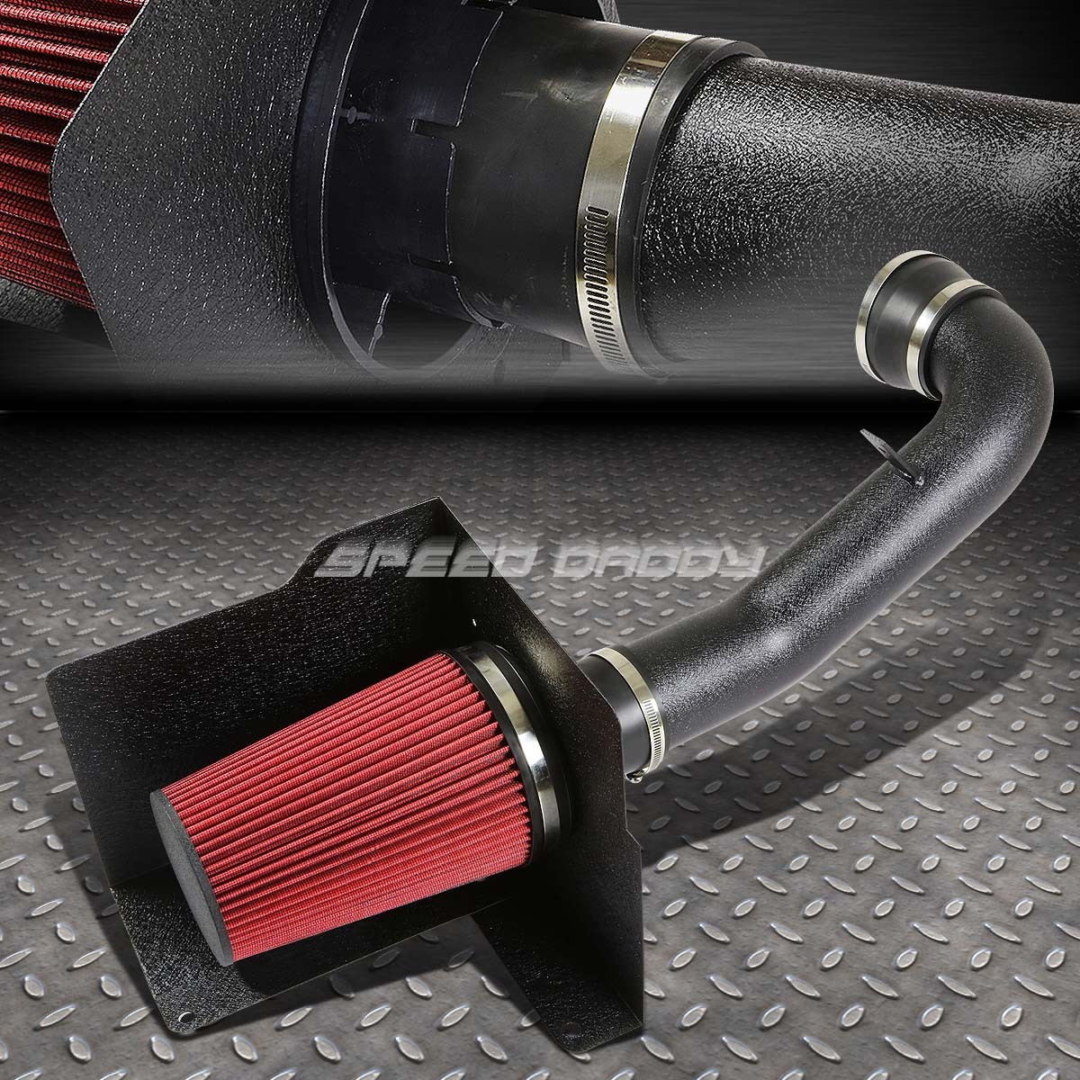 FOR 07-08 GMT900/SILVERADO/SIERRA WRINKLE ALUMINUM COLD AIR INTAKE+HEAT SHIELD