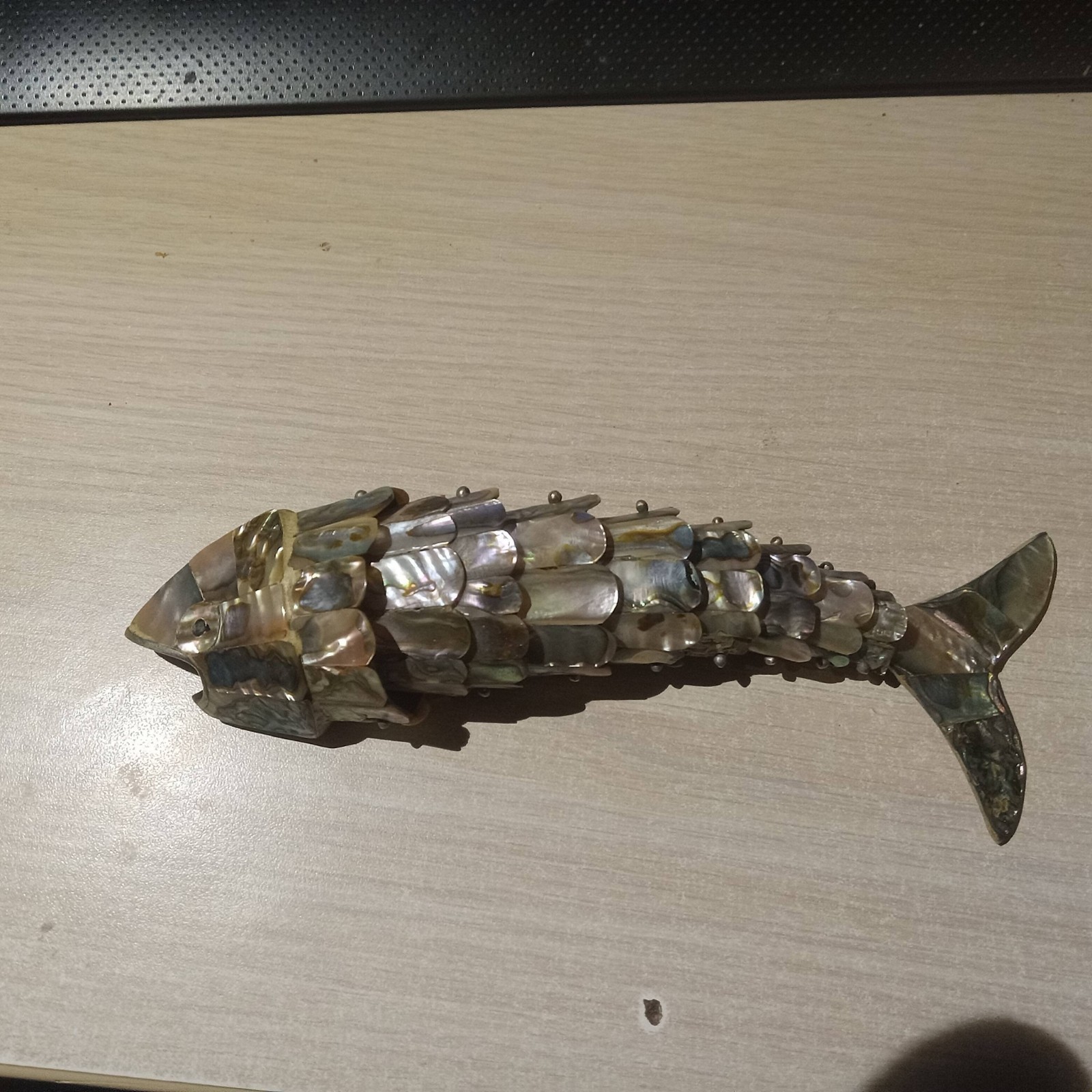 Vintage Mexican Abalone Articulated Fish Bottle Opener Los Castillo Style