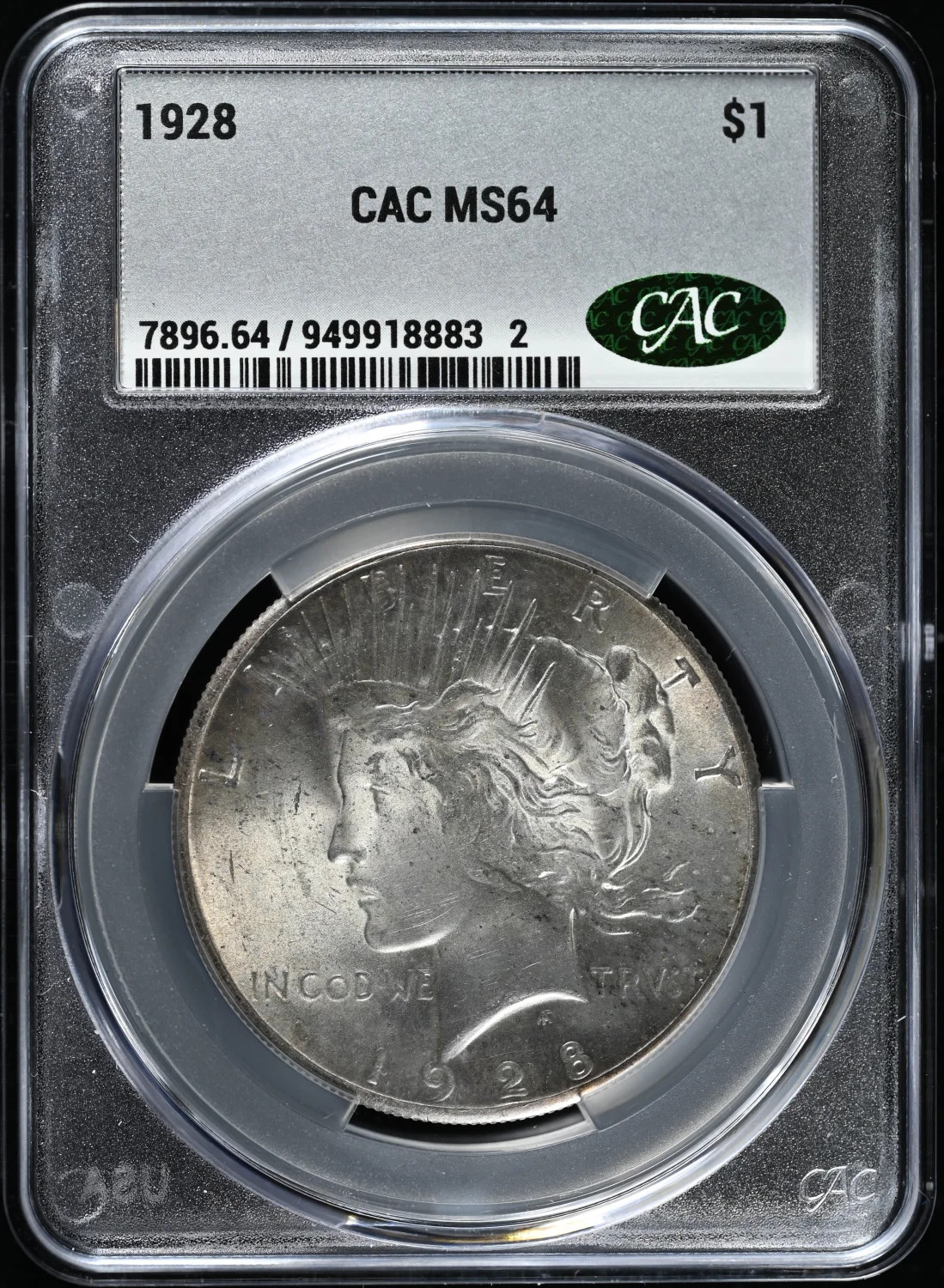 1928 Peace Silver Dollar CACG MS 64