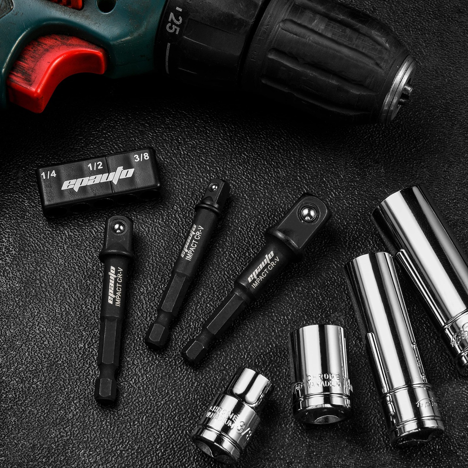EPAuto Impact Socket Adapter Set, CR-V, 3 Pieces 3-Inch Long, Black