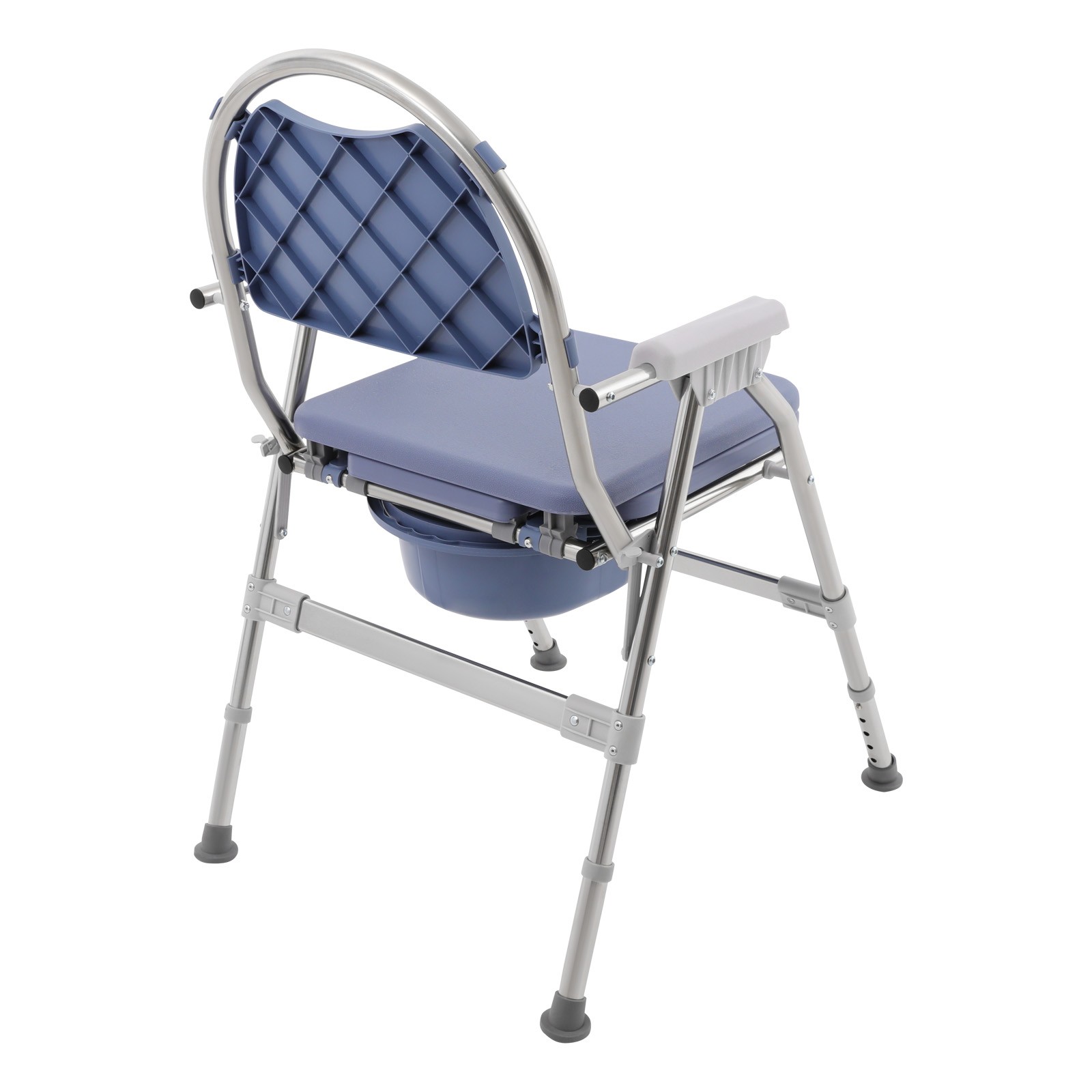 Toilet Chair With Padded Seat Plate And Toilet Bucket, Foldable Toilet ChairBlue