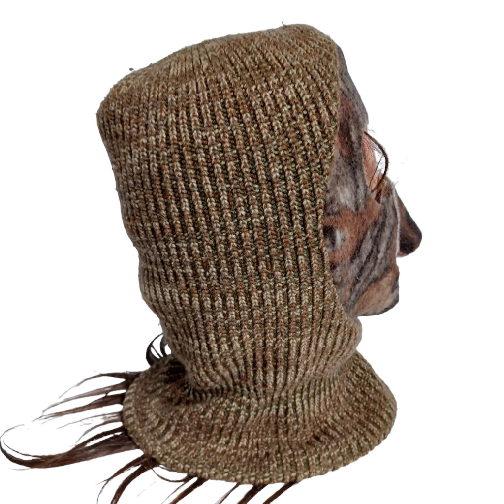 Camo Hunting Ski Face Mask Knit & Fleece Nose Coverage Hat