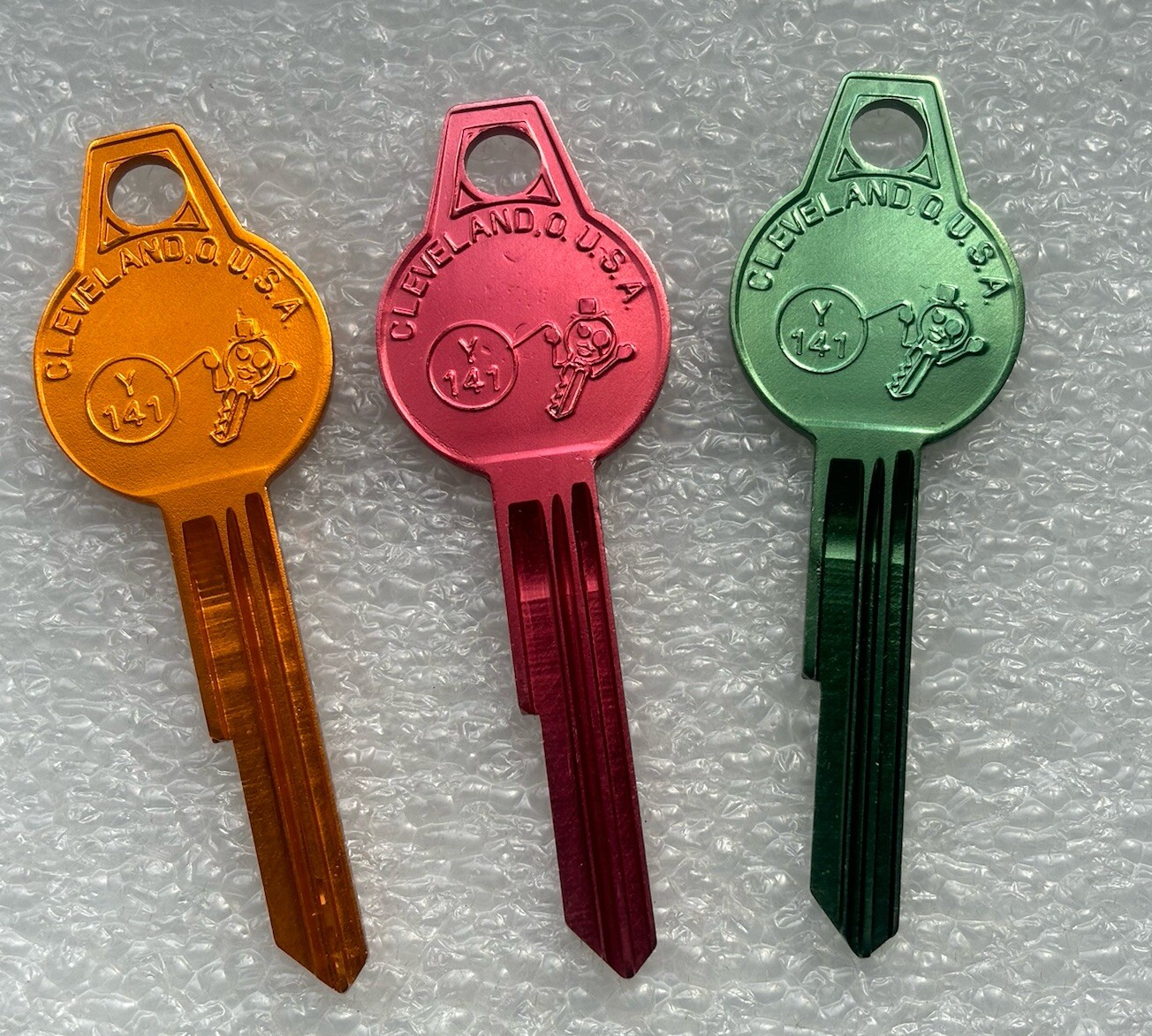 Cole National brand Color Lite Chrysler key blanks, set of 3, # Y-141, locksmith