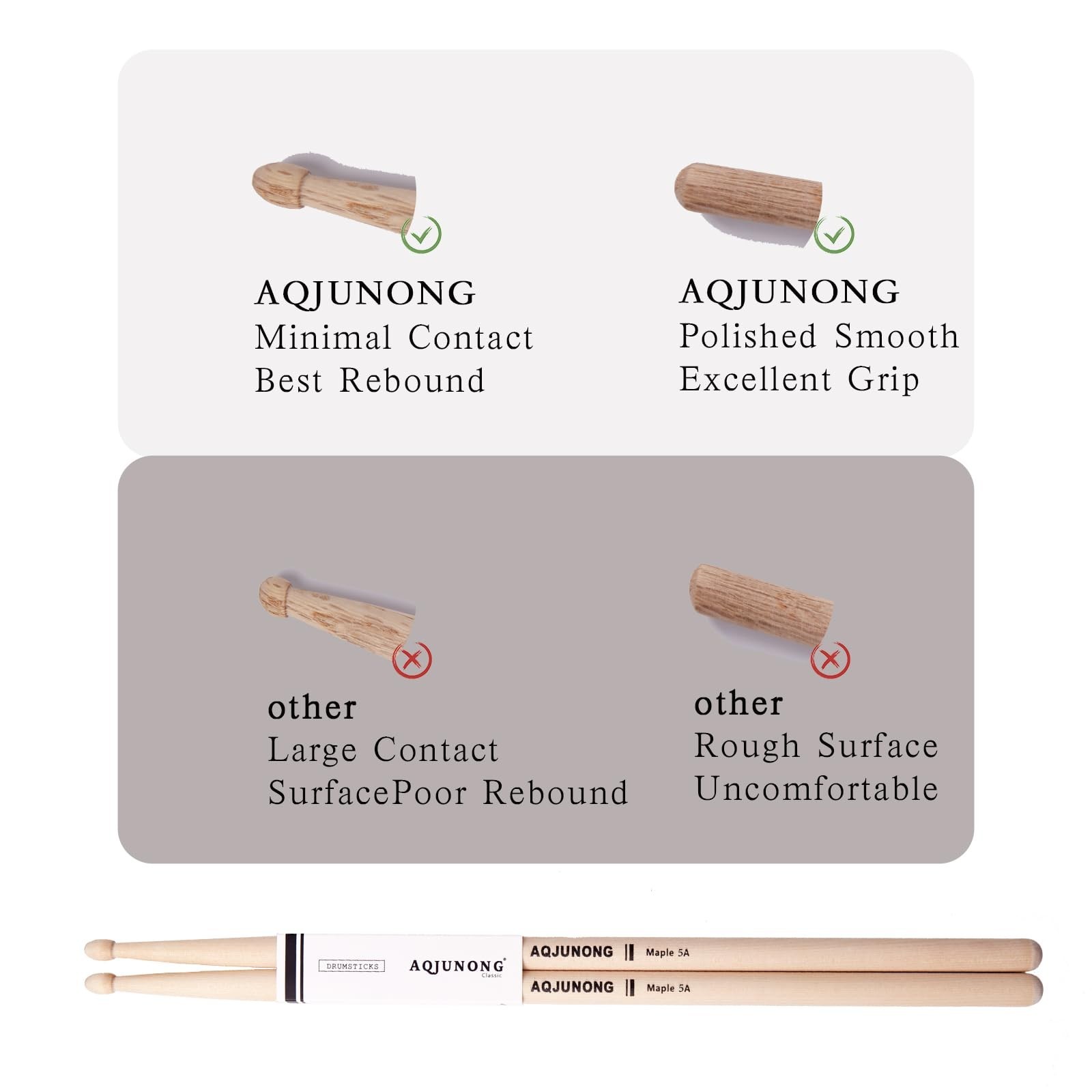 Drum Sticks，5A Drumsticks, 12 Pairs Classic Maple Wood Tip Drum Sticks fo