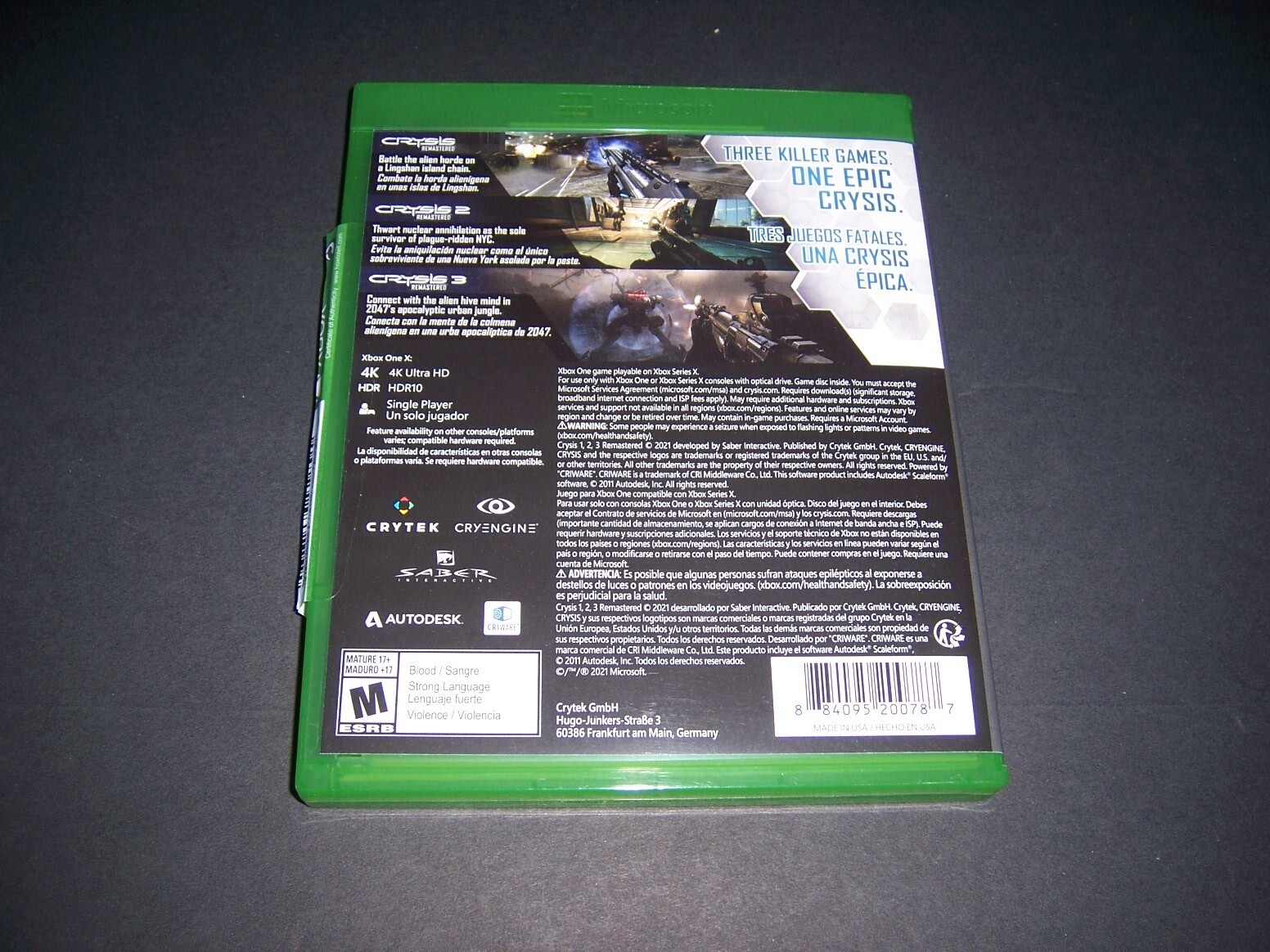 Replacement Case Box Crysis Remastered Trilogy Xbox Series X|S One **CASE ONLY**