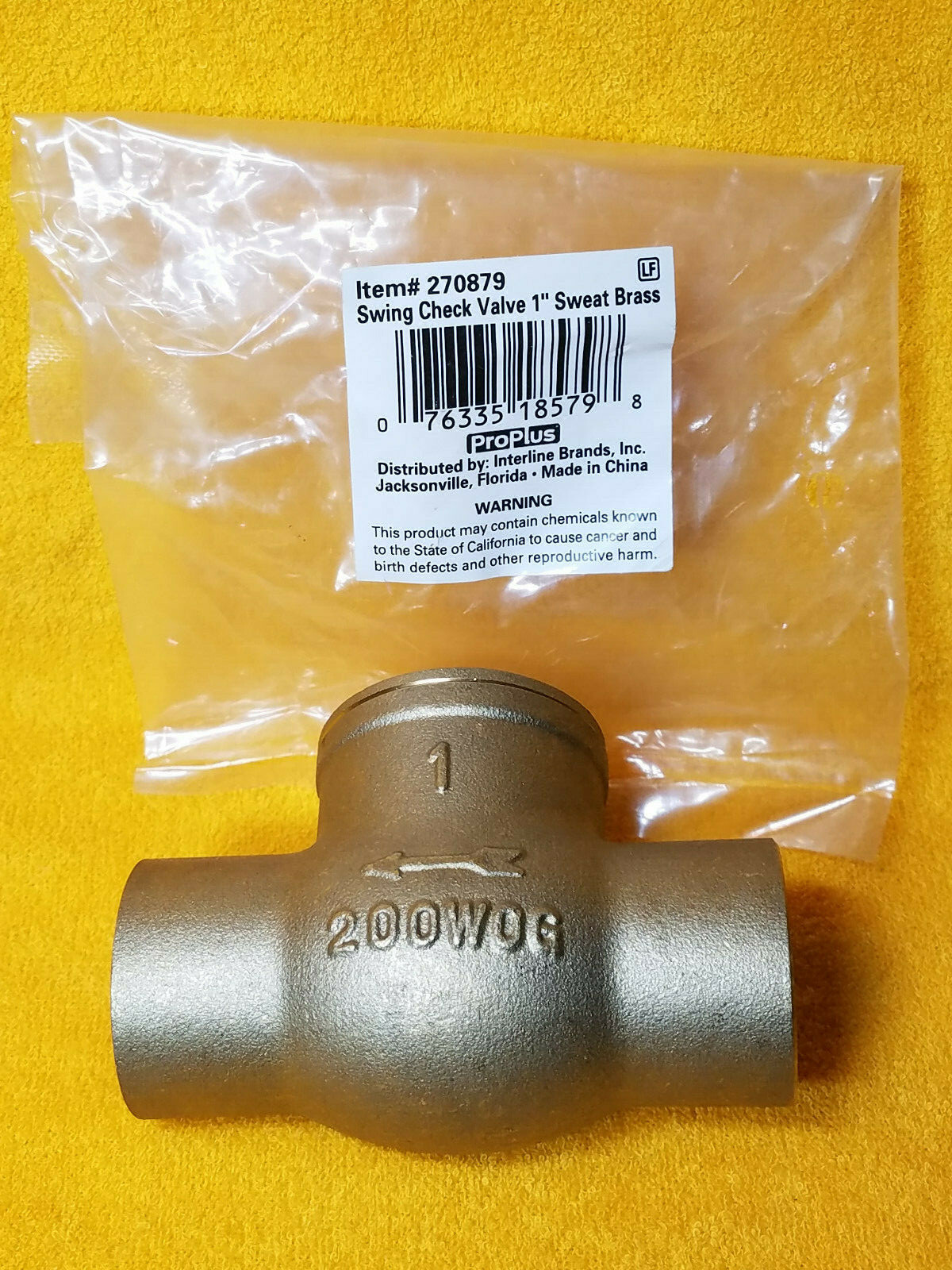 NEW PRO PLUS 270879 BRASS 1" SWING CHECK VALVE SWEAT