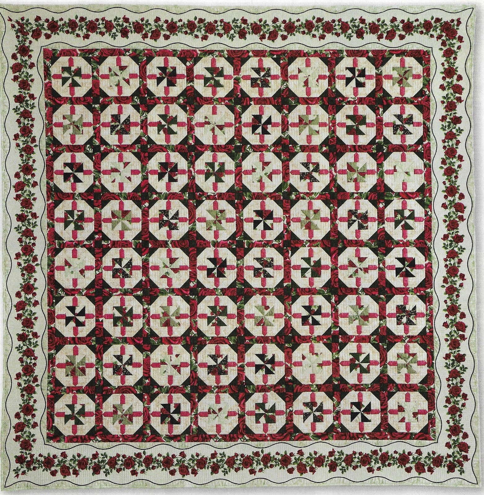 Parade of Roses Quilt quilting pattern instructions