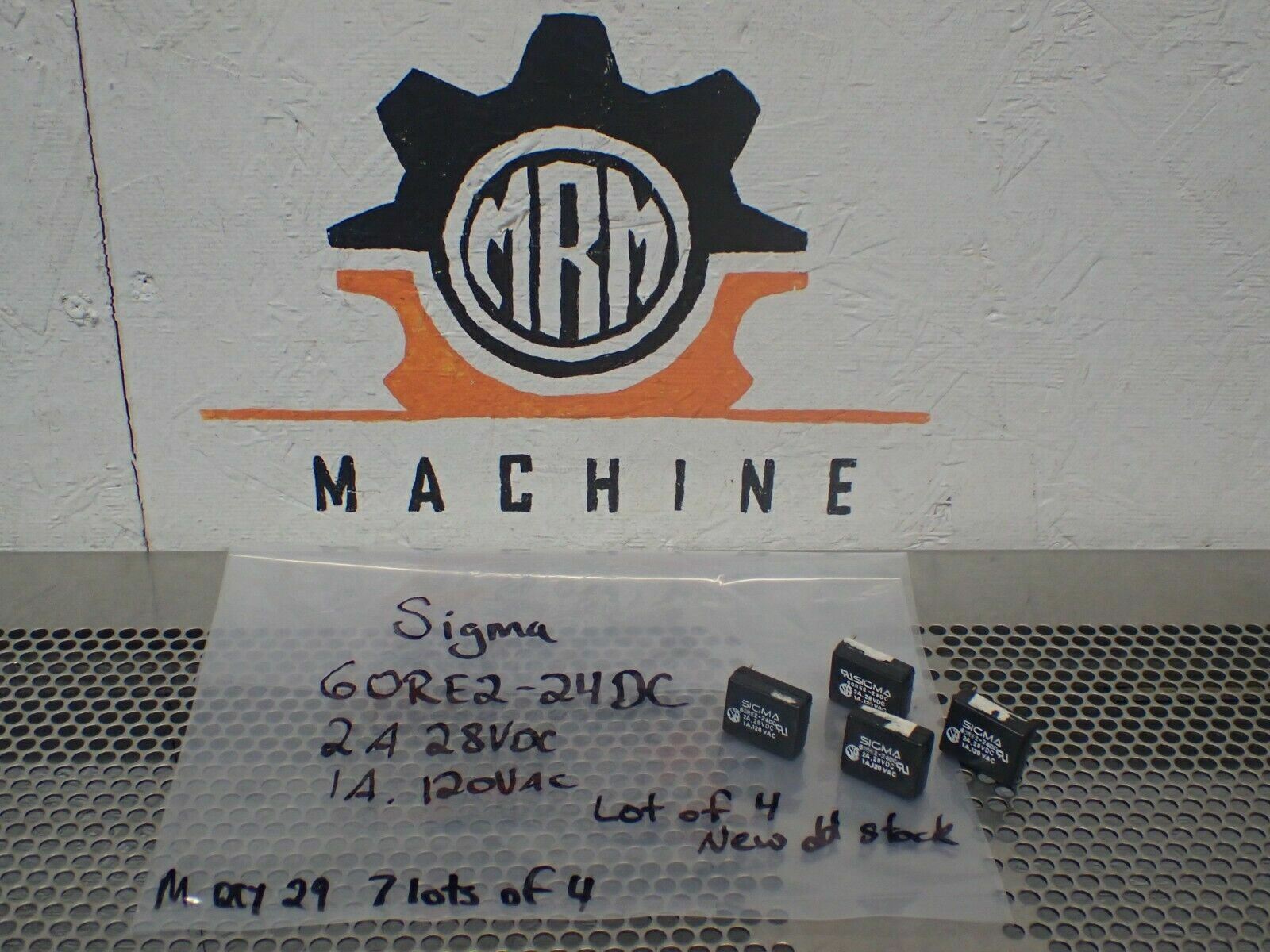 SIGMA 60RE2-24DC 2A 28VDC 1A 120VAC Relays New No Box (Lot of 4) See All Pics