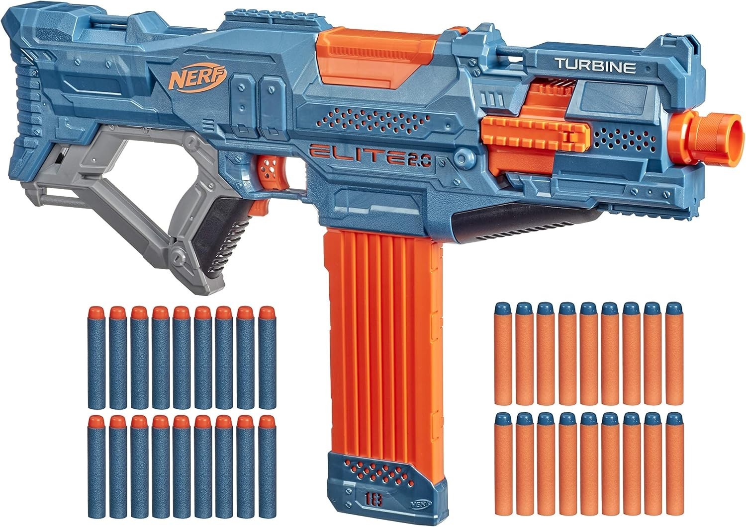 Nerf Elite 2.0 Turbine CS-18 Motorized Blaster 36 Nerf Elite Dart 18-Dart Clip