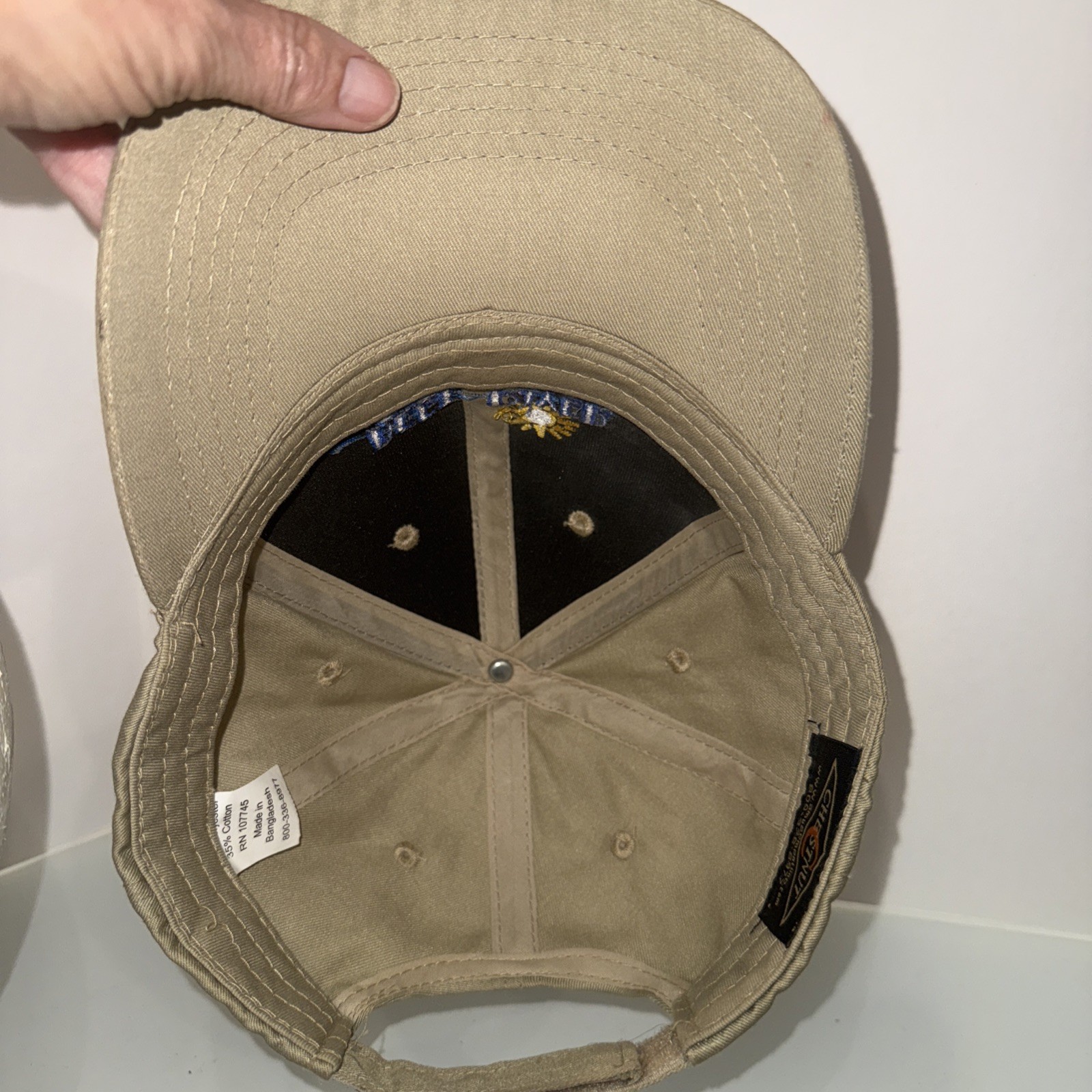 Deep River Waterpark Multicolor on Tan cotton Poly Hat Hook Loop EUC