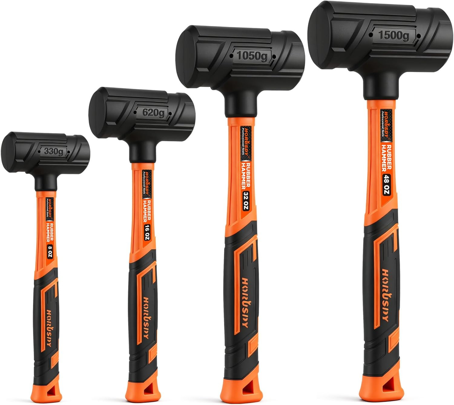 HORUSDY 4-Piece Dead Blow Hammer Set (0.5Lb, 1Lb, 2Lb, 3Lb) – One-Piece Molded B