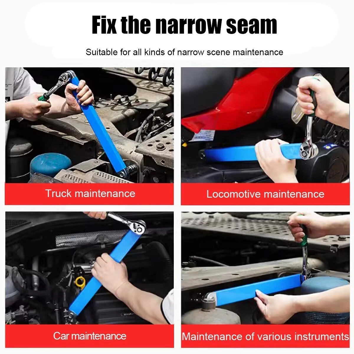 2Pack Offset Extension Wrench Set Ratchet Spanner Wrench with Extender Adapter
