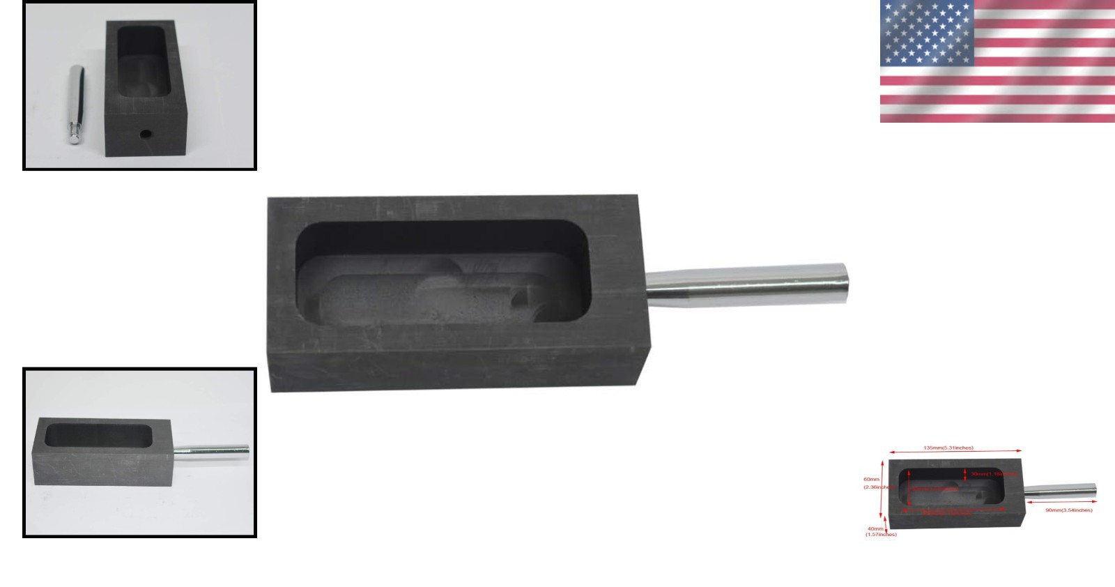 Graphite Ingot Mold 2000g for Melting Gold Silver