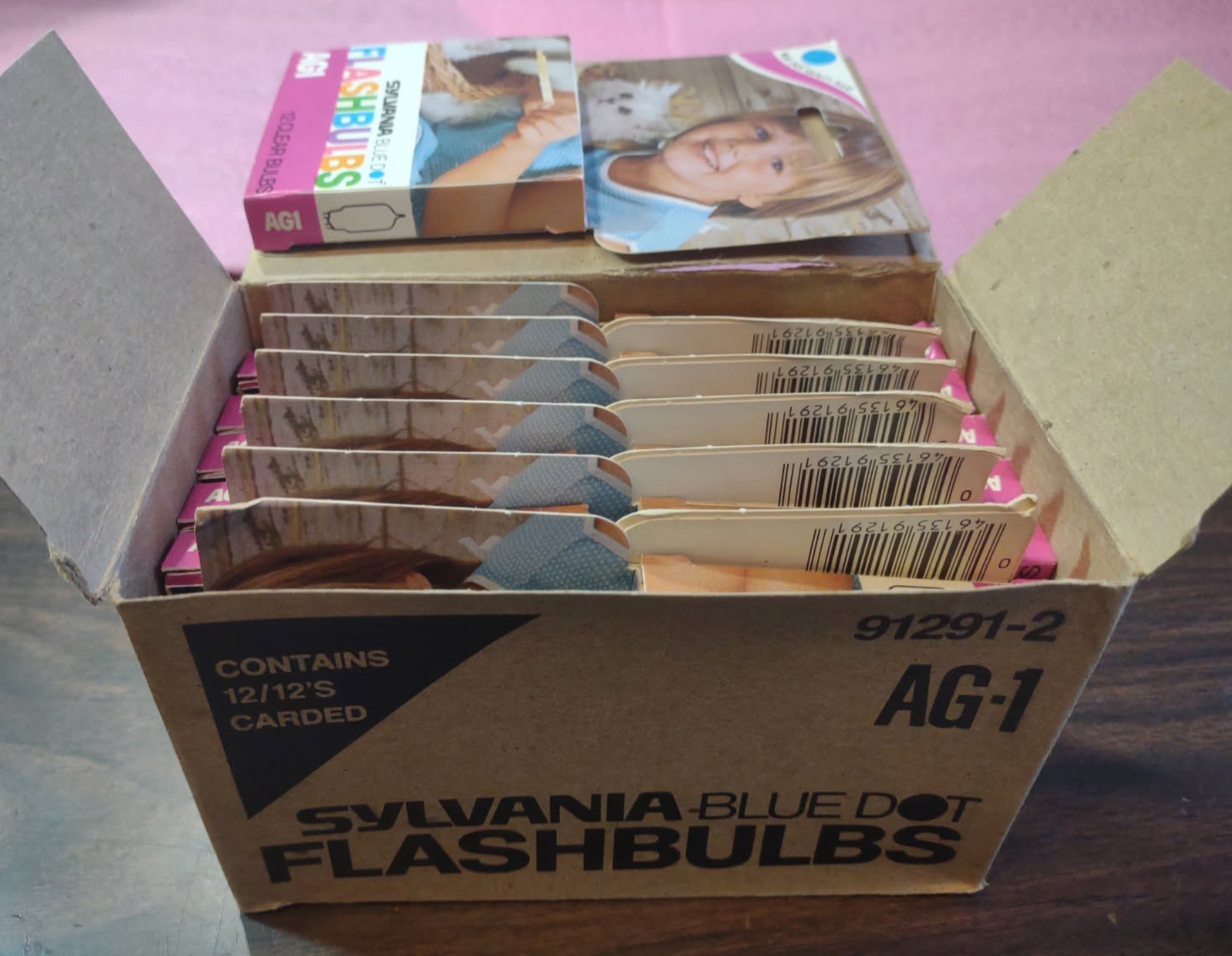 Original NOS Case of 12 packs (144ea. bulbs)  Sylvania Blue Dot Flashbulbs. AG1