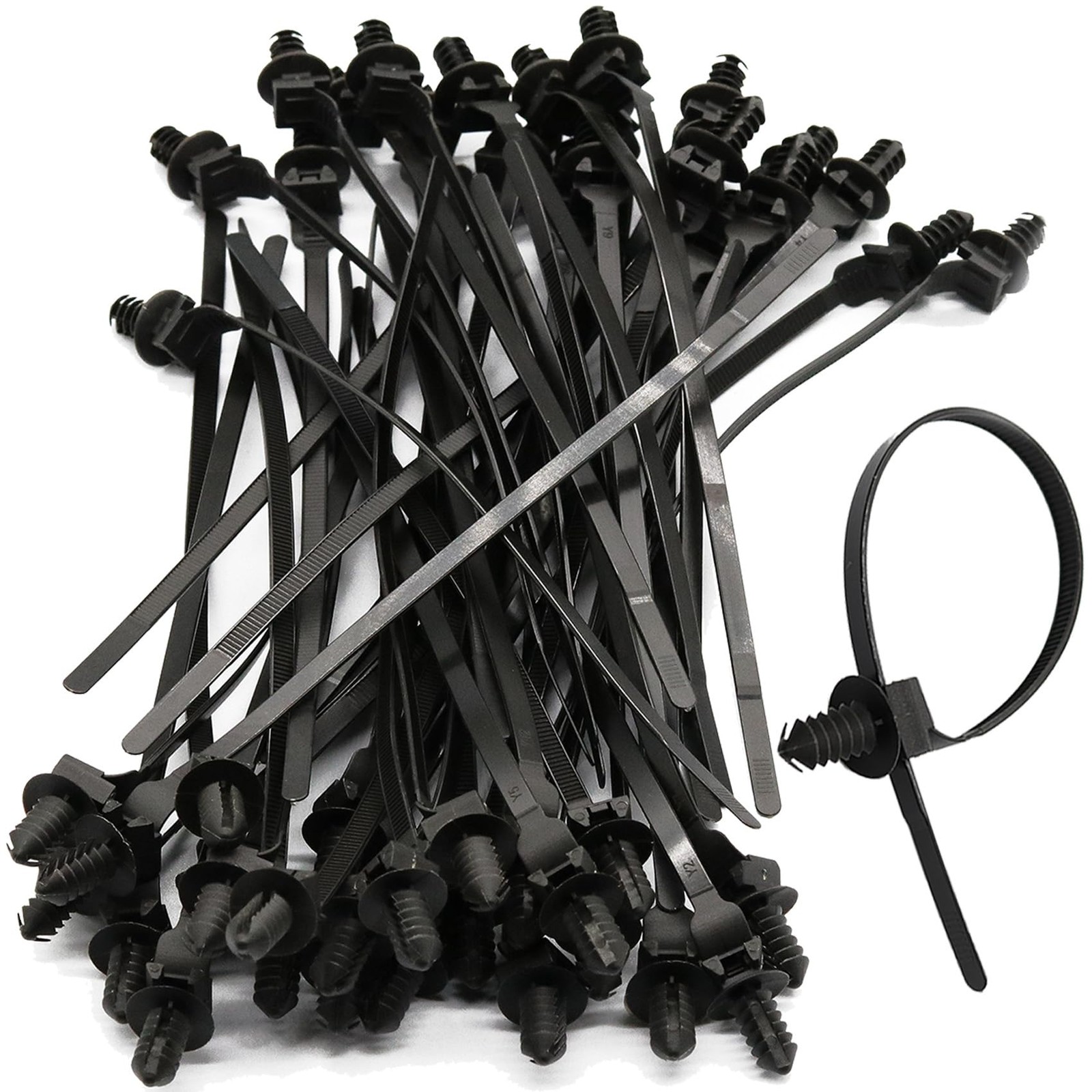 50 Pcs 8 Inch Nylon Push Mount Cable Zip Ties Self Locking Cable Ties for Wire