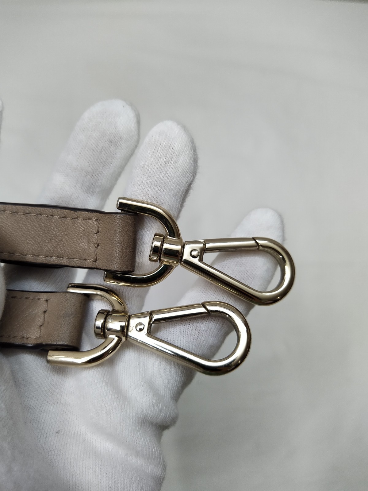 Gray Leather Replacement Strap W/ Godltone Push Gate Hook