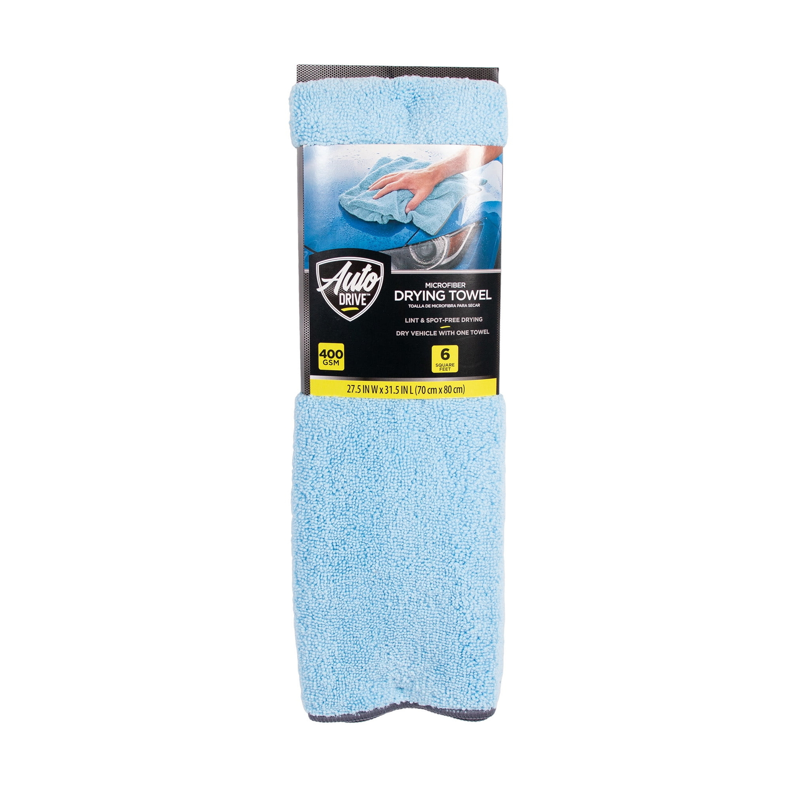 Auto Drive Car Cleaner Absorbent Microfiber Drying Towel, 6 Sq. Ft., Blue