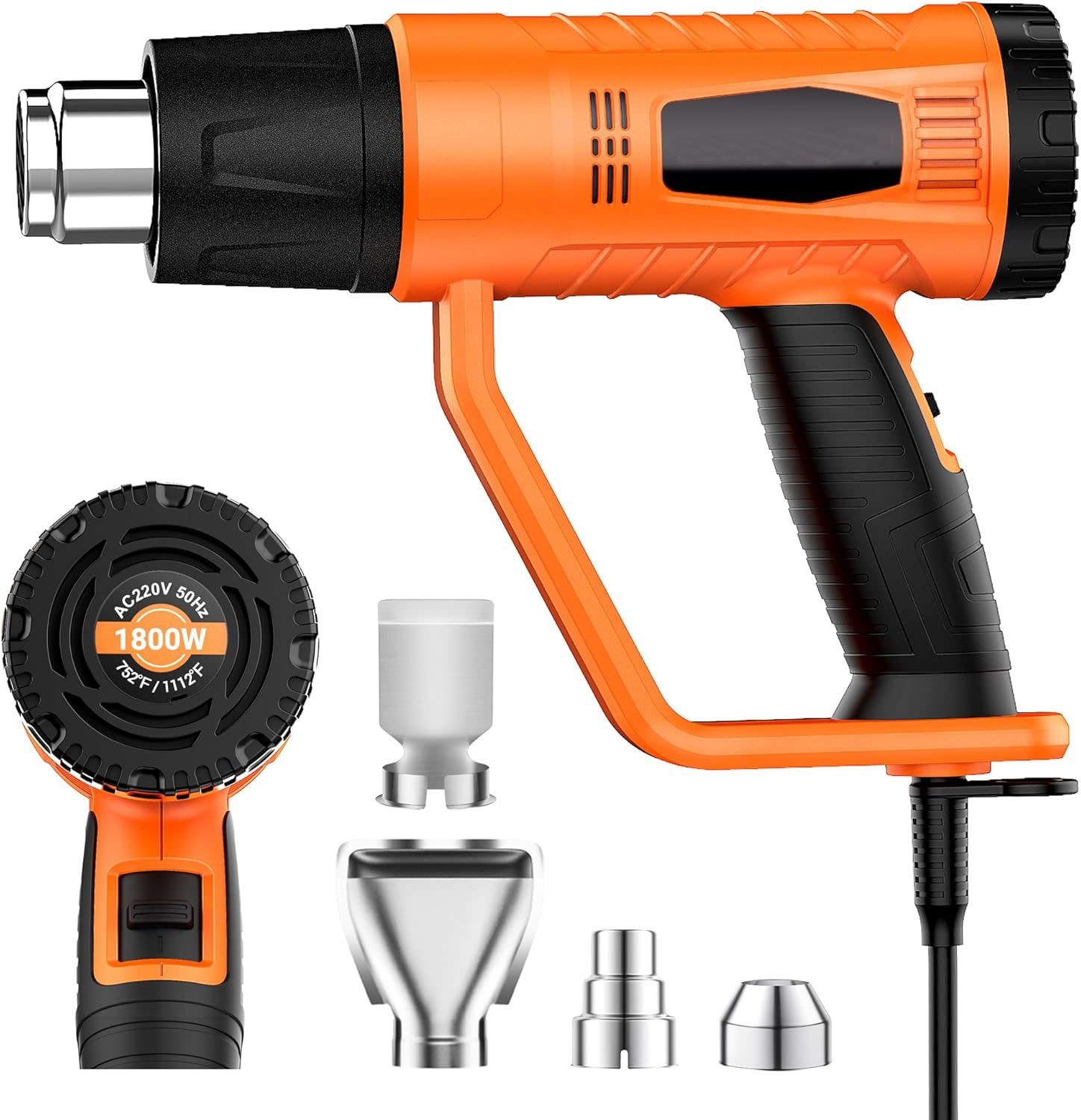 Pistola de aire caliente de 1800 W, resistente y de rápido calentamiento, con 75