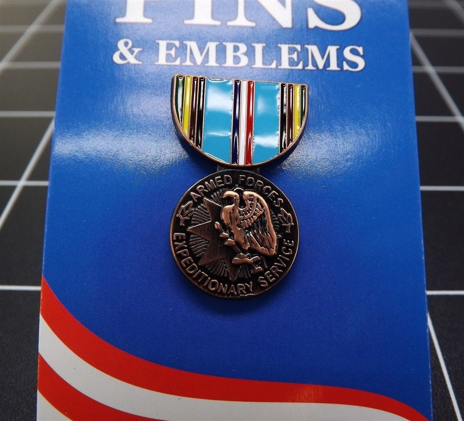 BRAND NEW Lapel Pin Armed Forces Expeditionary Service Medal Enamel 1 3/16"