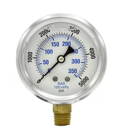 Pic Gauges Pro-201L-254R Industrial Pressure Gauge,  0 To 5, 000 Psi,  2 1/2 In