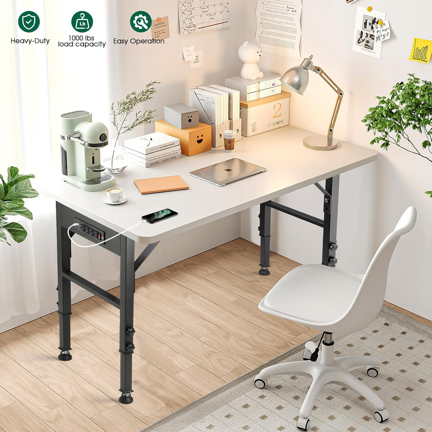19.6-Inch Depth Workbench Frame with Floor Protectors | Height Adjustable 28.5"